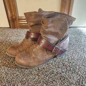 Women's Brown Booties w/ Buckle-Size 7